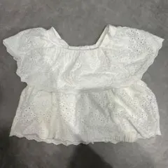 ホワイト コットン フリル袖 トップス