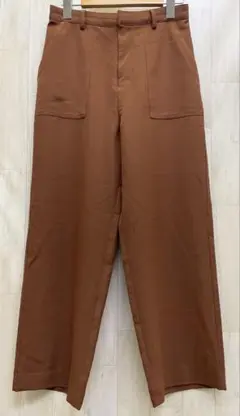 SHIPS シップス ポケット ワイドパンツ スラックス S 茶系