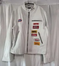 Schott クラシック レーサージャケット USED加工モデル ホワイト M