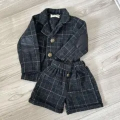 チェック柄　ジャケット　半ズボン　80