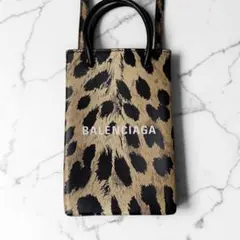 美品 バレンシアガ ショッピング フォンホルダー レオパード ショルダーバッグのサムネイル