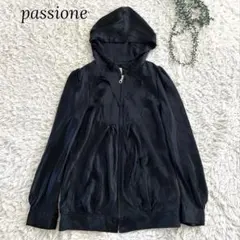 パシオーネ passione シルク　ブルゾン　ジップアップ　フードジャケット