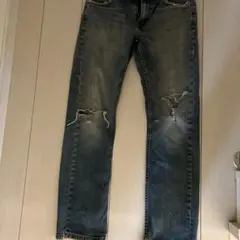 ダメージ加工 スリムフィット デニムパンツ