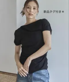 新品タグありSeaRoomlynn ギャザーデザイン2wayトップス ブラック 