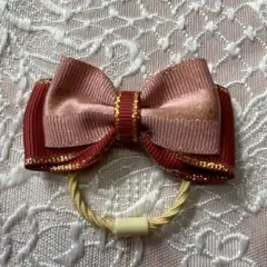 ピンクと赤のリボンヘアゴム