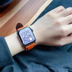 アップルウォッチ Apple Watch バンド レザーバンド オレンジ