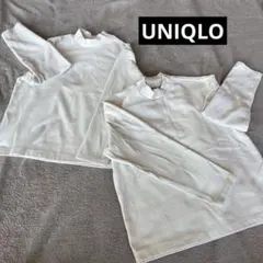 値下げ★UNIQLOソフトフリースハイネックTシャツ　130 長袖　オフホワイト
