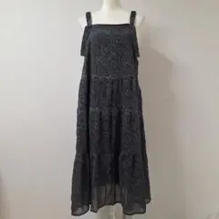 Ji Ji Jia フレア ロング キャミソール ワンピース【XL】花柄 総柄
