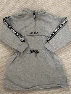 X-girl Stages パーカーワンピ120 グレー　ラインロゴ　ほぼ新品