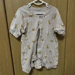 ベージュ クマ柄ロンパース 60サイズ