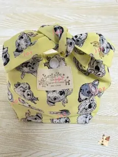 保冷保温.おにぎりポーチ.犬柄.おにぎり柄.レモン