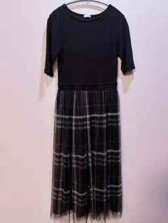 Honeys 異素材ドッキングワンピース チェック柄 Sのサムネイル