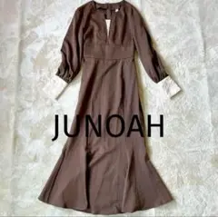 JUNOAH ジャガードキーネックマーメイドワンピース パーティードレス