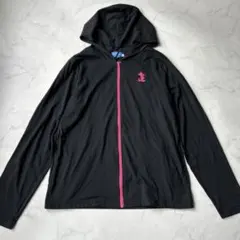 ディズニー パーカー ミッキー 刺繍 黒 L フード付 薄手 キャラクター