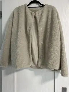 ベージュ ボアジャケット フリース