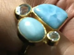 ラリマー 11月誕生石トパーズ 天然石 シルバー リング