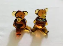 琥珀色 ガラス製クマ フィギュア 2体セット