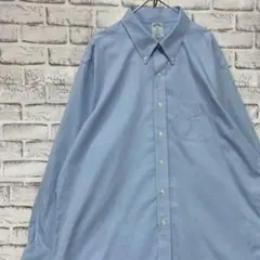 ブルックスブラザーズ長袖シャツ！チェックブルー2XL 922