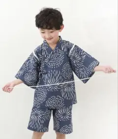 【未使用級　美品】花火模様 甚平 dev!rock 140cm