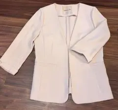 Apuweiser-riche ノーカラージャケット 7分袖 ライトピンク　1号