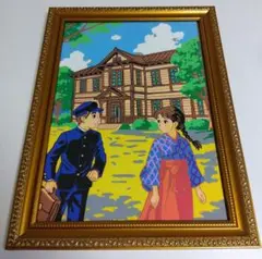 大正レトロ 学生と木造校舎 A4サイズ 原画アート