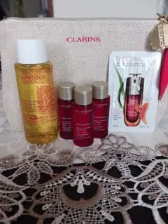 CLARINS 麻製 ポーチ ノベルティ & コスメサンプルセット