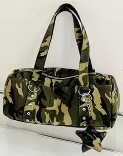 ☆XSサイズ☆カモフラ迷彩柄レザー×オリーブ裏地のミニトートバッグ本革
