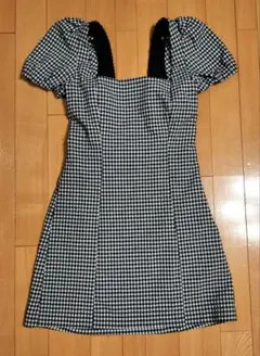 ZARA ギンガムチェック パフスリーブ ミニワンピース