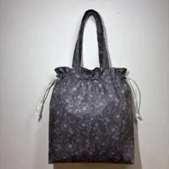 巾着バッグ　ハンドメイド　バッグ　トートバッグ　サブバッグ　巾着袋