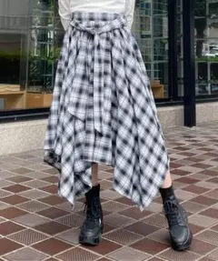 【oneway】チェック柄イレヘムロングスカート