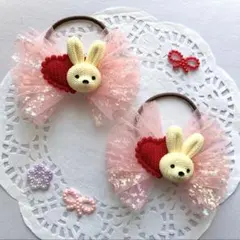 ハンドメイド　うさちゃんヘアゴム
