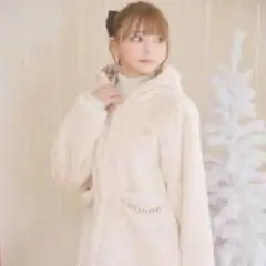 Rady フードファーコート ビジュー付き ベージュ