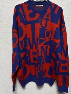 ZPA 赤青 大文字ロゴ ニットセーター