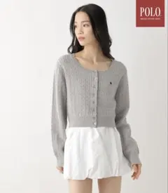 ヘザー　【POLO BCS(ポロ・ビーシーエス)】ケーブルニットカーディガン