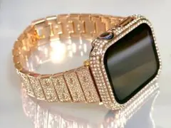 AppleWatch ステンレスバンド　アップルウォッチカバー　金G　キラキラ