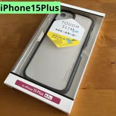 iPhone15Plus ハイブリッドケース カバー　背面クリア ブラック