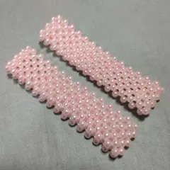 パール調ビーズアームバンド　ハンドメイド　薄ピンク