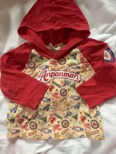 アンパンマン フード付きTシャツ サイズ90 赤/ベージュ