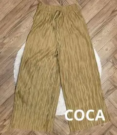 マスタード ワイドパンツ ゴムウエスト