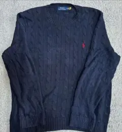 値下げ可現行 Ralph Lauren ケーブルニット ネイビー ワンポイント