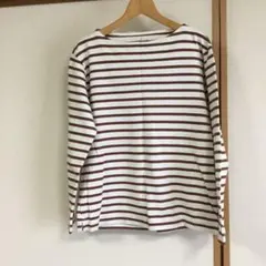白/茶色ボーダー　長袖カットソー　Lサイズ　無印良品