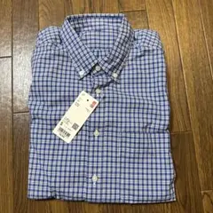 UNIQLO ブロードシャツ 長袖 チェック ブルー Sサイズ