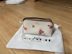 ロンシャン LONGCHAMP レザー小物ポーチ 刺繍 保存袋&箱付き 桜色 