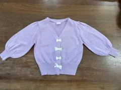 【値下げ】petit main ラベンダー カーディガン リボンボタン