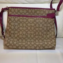 コーチ ショルダーバッグ ベージュ/パープル