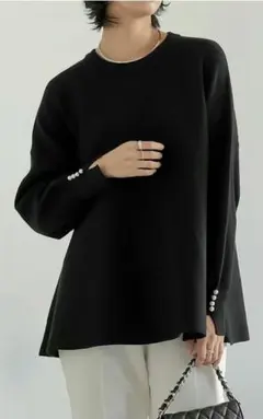 【Re:EDITリエディ】新品・未使用　長袖ニットトップス ブラック