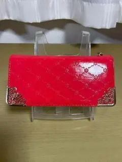 ☆新品未使用☆レディース 長財布 ウォレット エナメル調 レッド