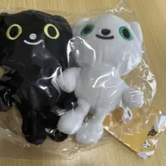 クロネコヤマト非売品黒と白のぬいぐるみセット 約15cmと付箋