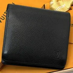 良品 ルイヴィトン タイガ ポルト ビエ 3カルト クレディ 財布 ブラック 黒