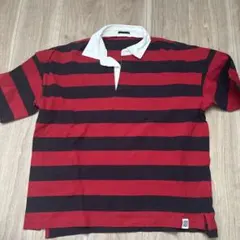 赤と黒ストライプポロシャツ Mサイズ